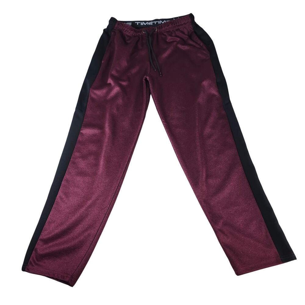 Game Time Jogger Pants Men’s MEDIUM Burgundy Black Side Stripe Athletic Lounge